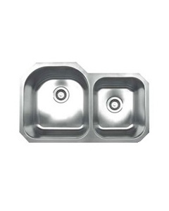 Whitehaus WHNDBU3220 Stainless Steel 32" Double Bowl Undermount Sink