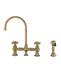 Whitehaus WHKBTCR3-9101-NT-AB Vintage III Plus Antique Brass Bridge Faucet
