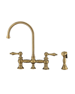 Whitehaus WHKBTLV3-9101-NT-AB Vintage III Plus Antique Brass Bridge Faucet
