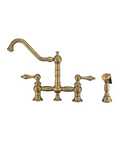 Whitehaus WHKBTLV3-9201-NT-AB Vintage III Plus Bridge Faucet Antique Brass
