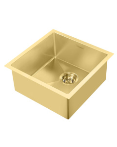 Whitehaus WHNPL1818-B Noah Plus Single Bowl Linen Textured Sink In Brass