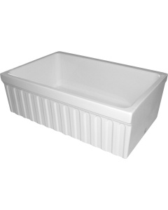 Whitehaus WHQ330 Fireclay 30'' Single Bowl Fluted Farmhouse Reversible Sink