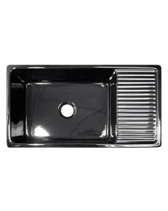 Black Whitehaus WHQD540 Fireclay 36'' Single Bowl Farmhouse Kitchen Sink 