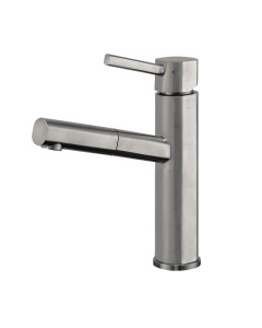 Whitehaus WHS1394-PSK-BSS Waterhaus Solid Stainless Steel, Single Hole, Single Lever Kitchen Faucet with Pull-Out  Head