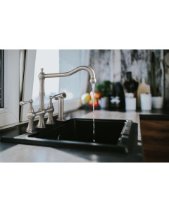Whitehaus WHSB14007-SK-BSS Waterhaus S. Steel Bridge Faucet w/ Side Spray
