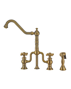 Whitehaus WHTTSCR3-9771-NT-AB Twisthaus Plus Antique Brass Bridge Faucet
