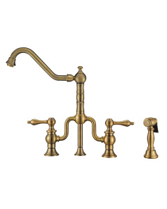 Whitehaus WHTTSLV3-9771-NT-AB Twisthaus Plus Antique Brass Bridge Faucet
