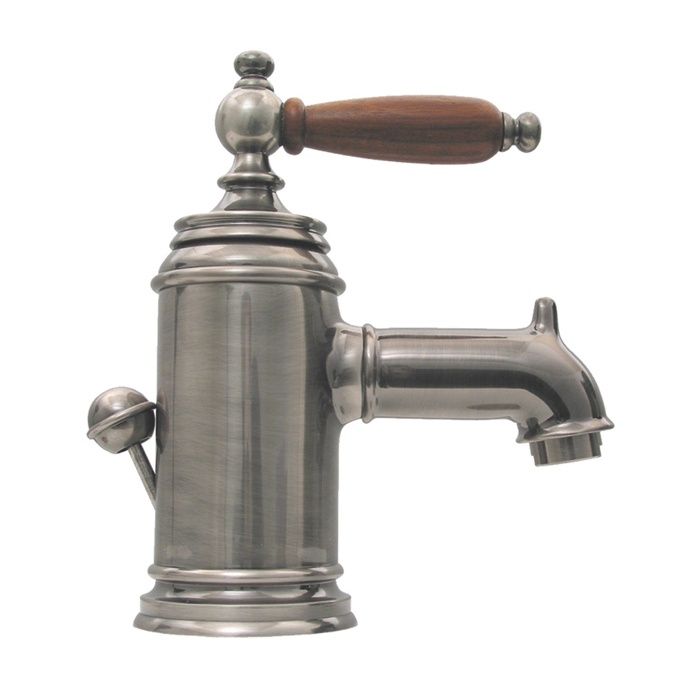 Whitehaus N21 Fountainhaus Lavatory Faucet with Cherry Wood Handle and Pop-up Waste view 1