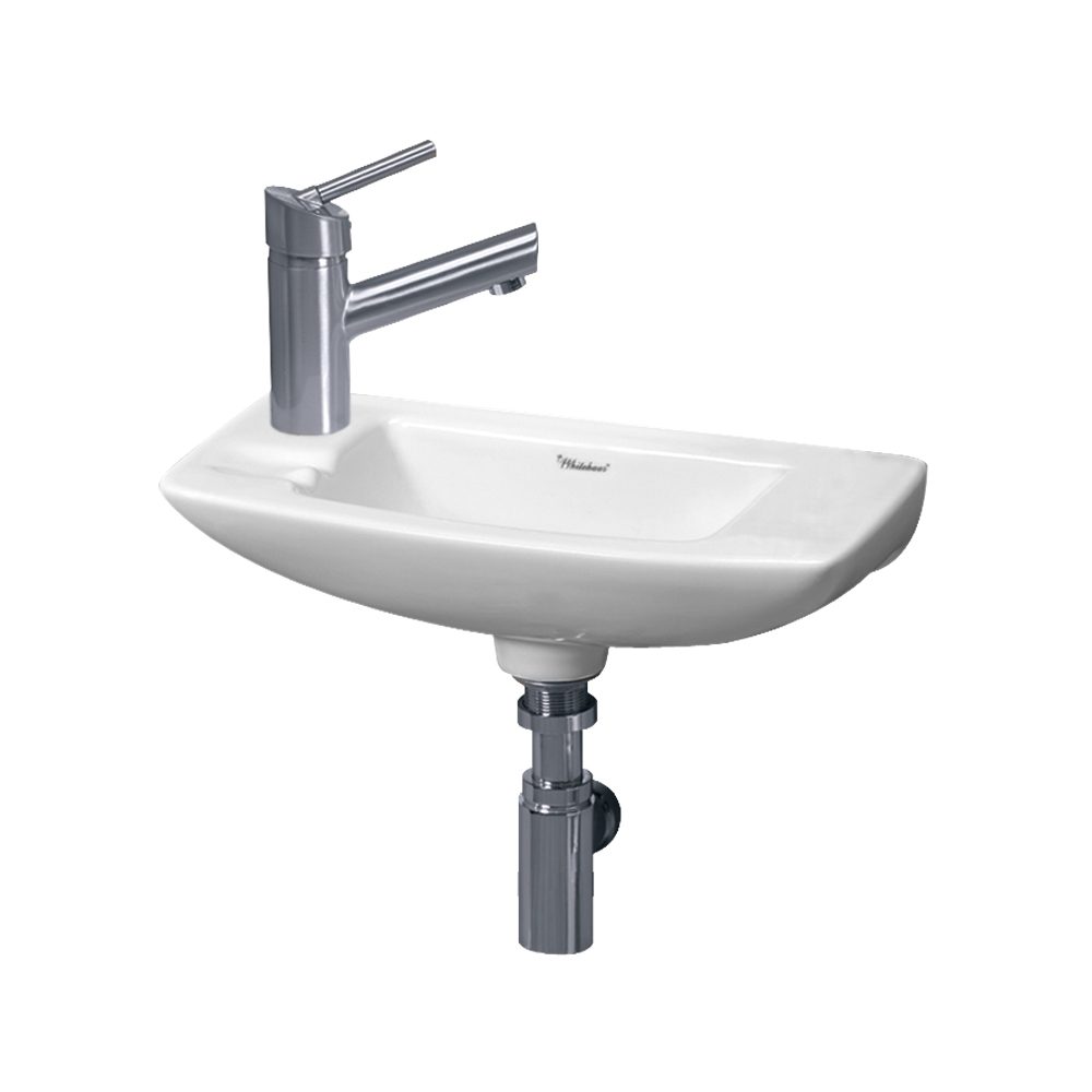 Whitehaus WH1-103 Small Porcelain Wall Mounted Ceramic Bathroom Basin Sink view 1