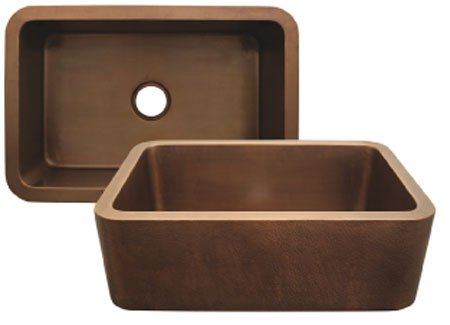 Whitehaus WH3020COFC Smooth Copper Single Bowl Front Apron Kitchen Sink view 2
