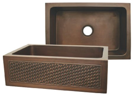 Whitehaus WH3020COFCBW Copper Single Bowl Front Apron Kitchen Sink view 2