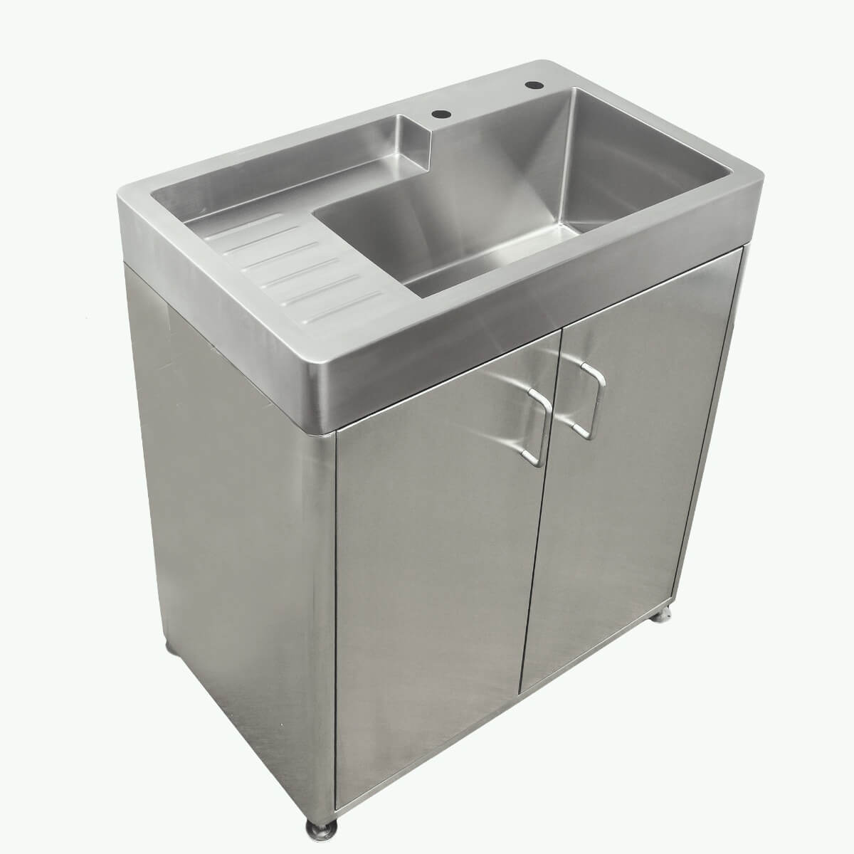 Whitehaus WH33209-CAB-NP Pearlhaus Brushed Stainless Steel Cabinet with Sink view 1