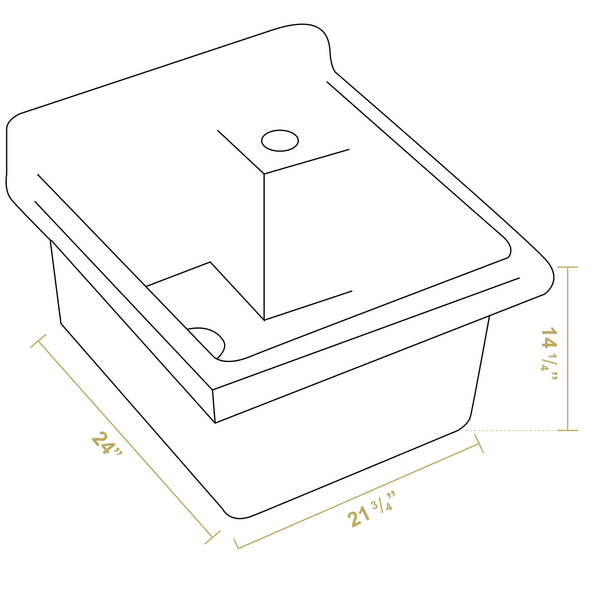 Whitehaus WH474-60 Vitreous China Utility sink with wire basket and off center drain view 2