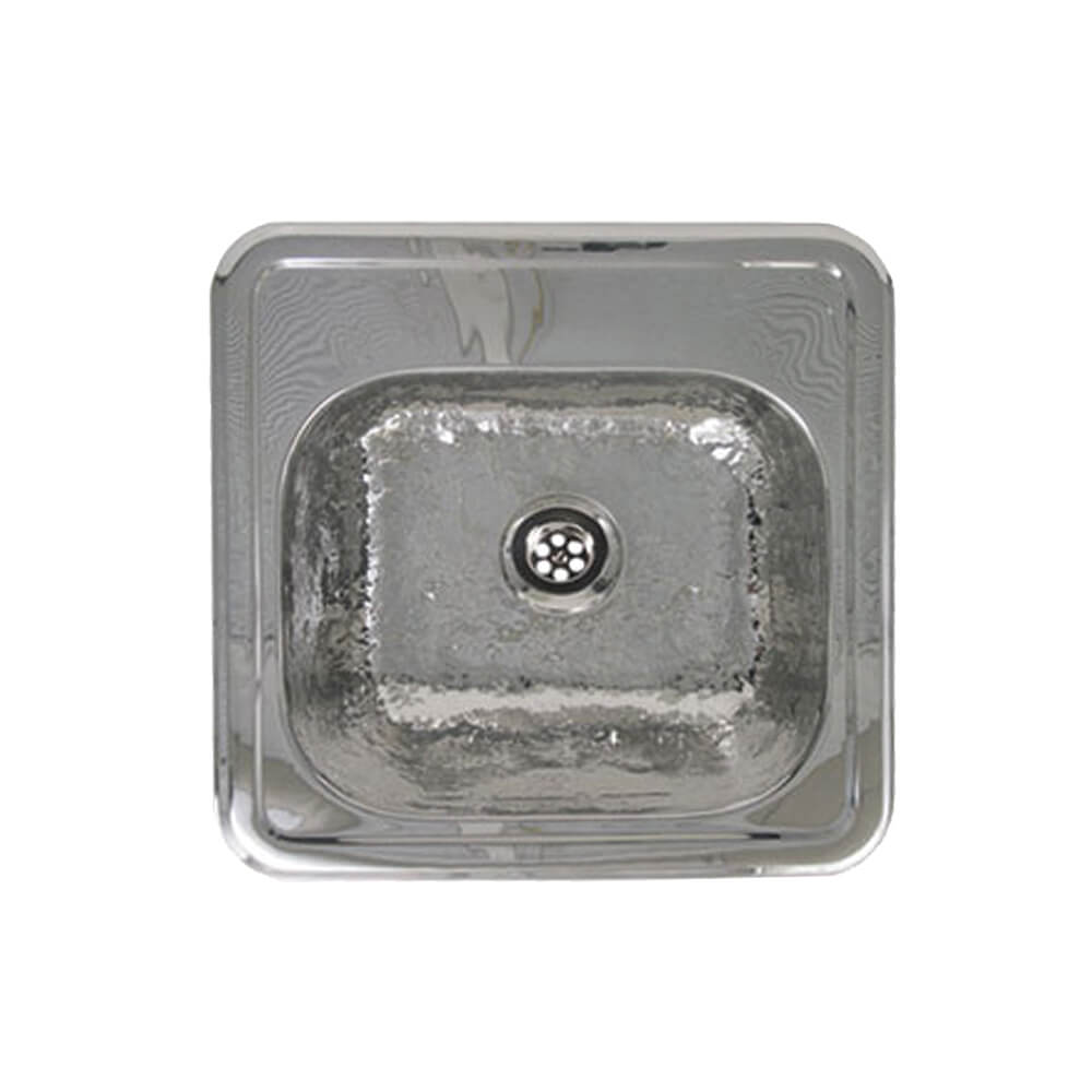 Whitehaus WH692 Hammered Square Single Bowl Drop-In Prep Kitchen Sink view 1