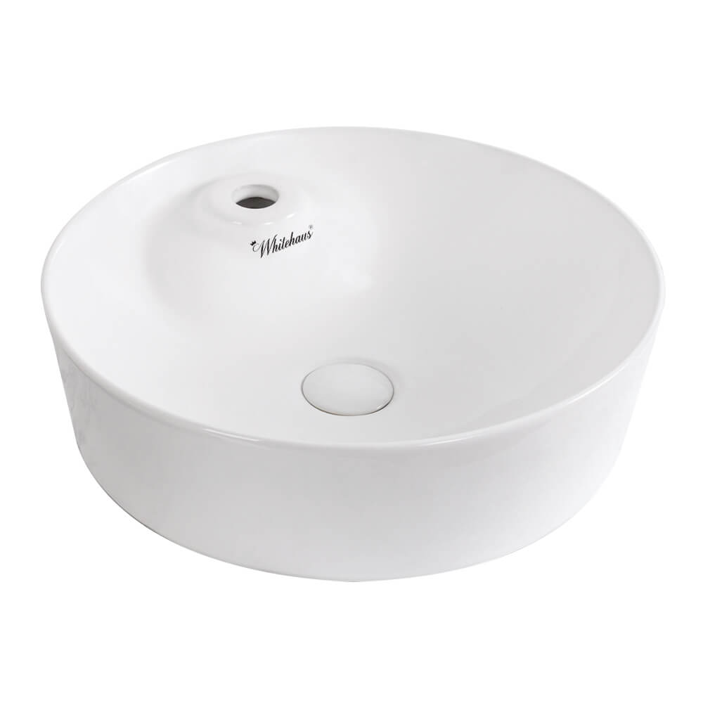 Whitehaus WH71306 Round Above Mount Basin With Single Faucet Hole And Center Drain view 1