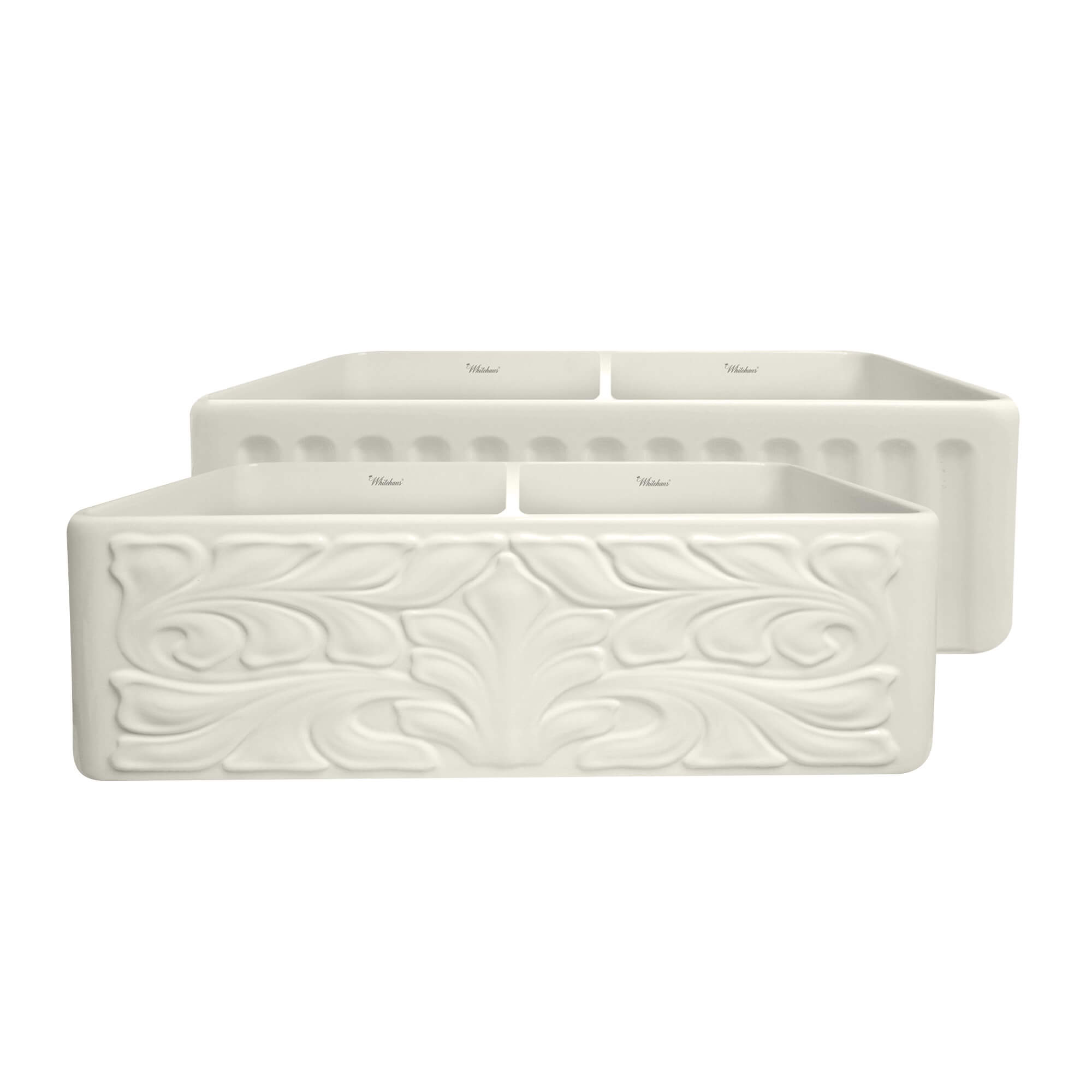 Whitehaus WHFLGO3318 Fireclay Kitchen Sink With A Gothic Swirl Design view 1