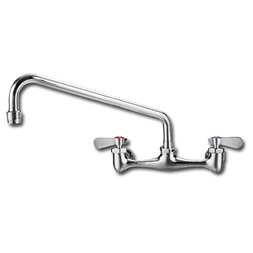 Whitehaus WHFS812 Widespread Chrome Finish Wall Mount Brass Kitchen Faucet view 2