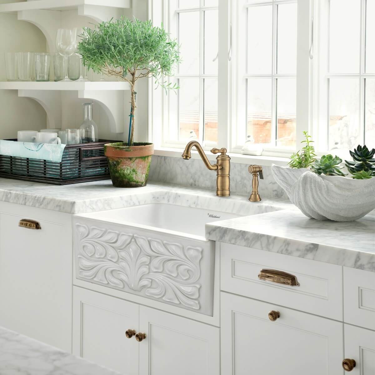 Whitehaus WHKTSL3-2200-NT Vintage III Plus single lever faucet with side spray view 1