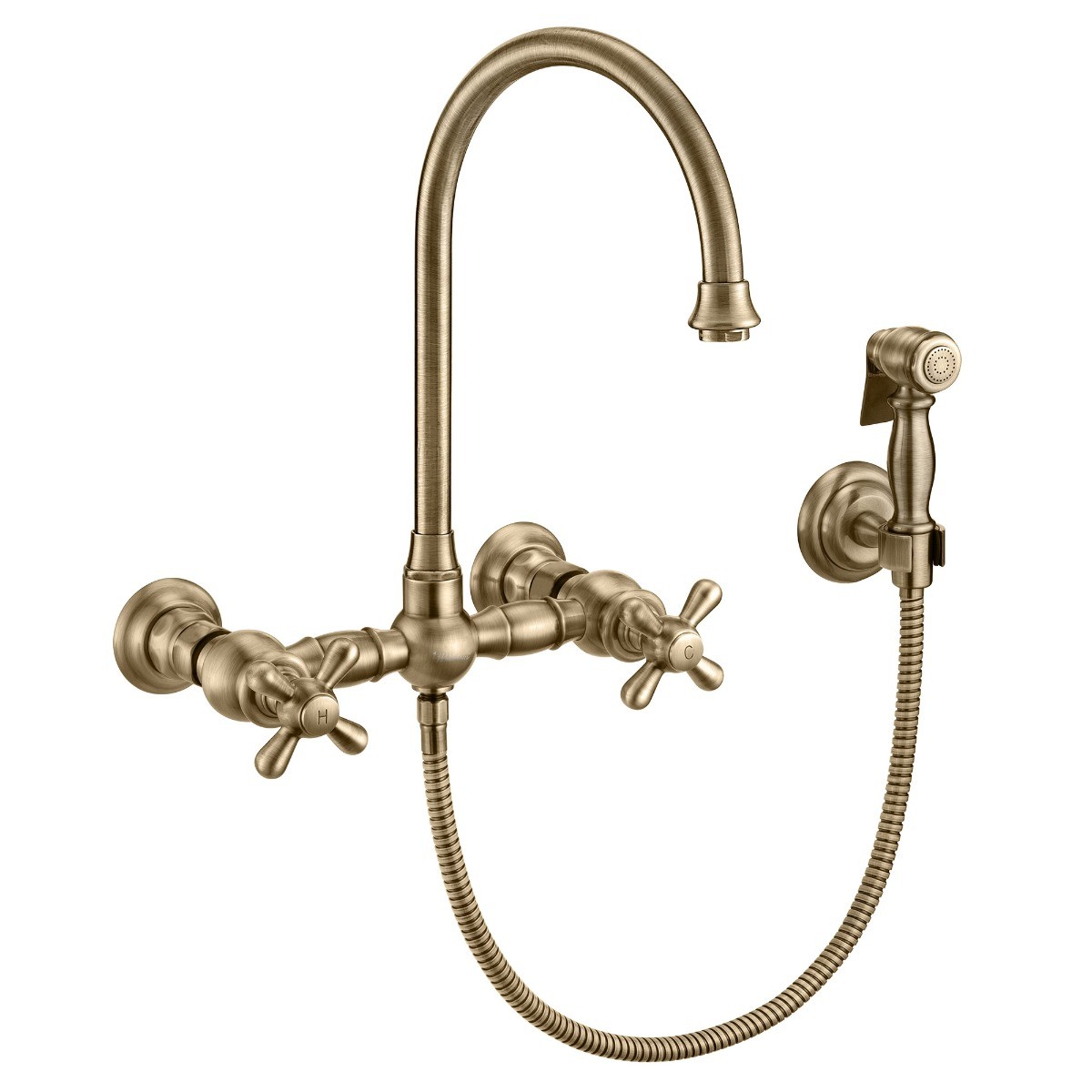 Whitehaus WHKWCR3-9301-NT Vintage III Plus Wall Mount Faucet with Solid Brass Side Spray view 1