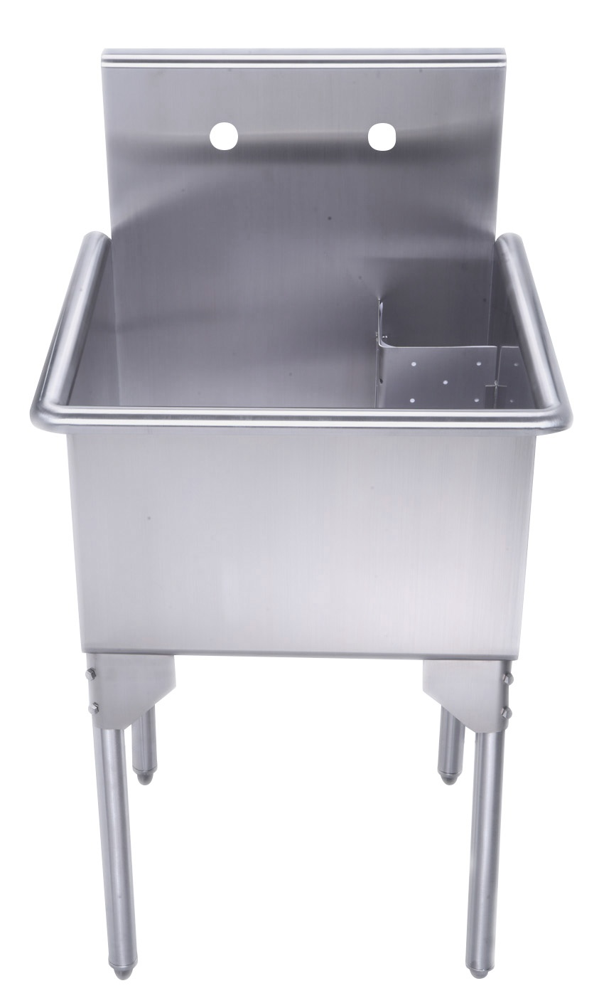 Whitehaus WHLS2020-NP 20" Brushed Stainless Steel Freestanding Utility Sink view 1
