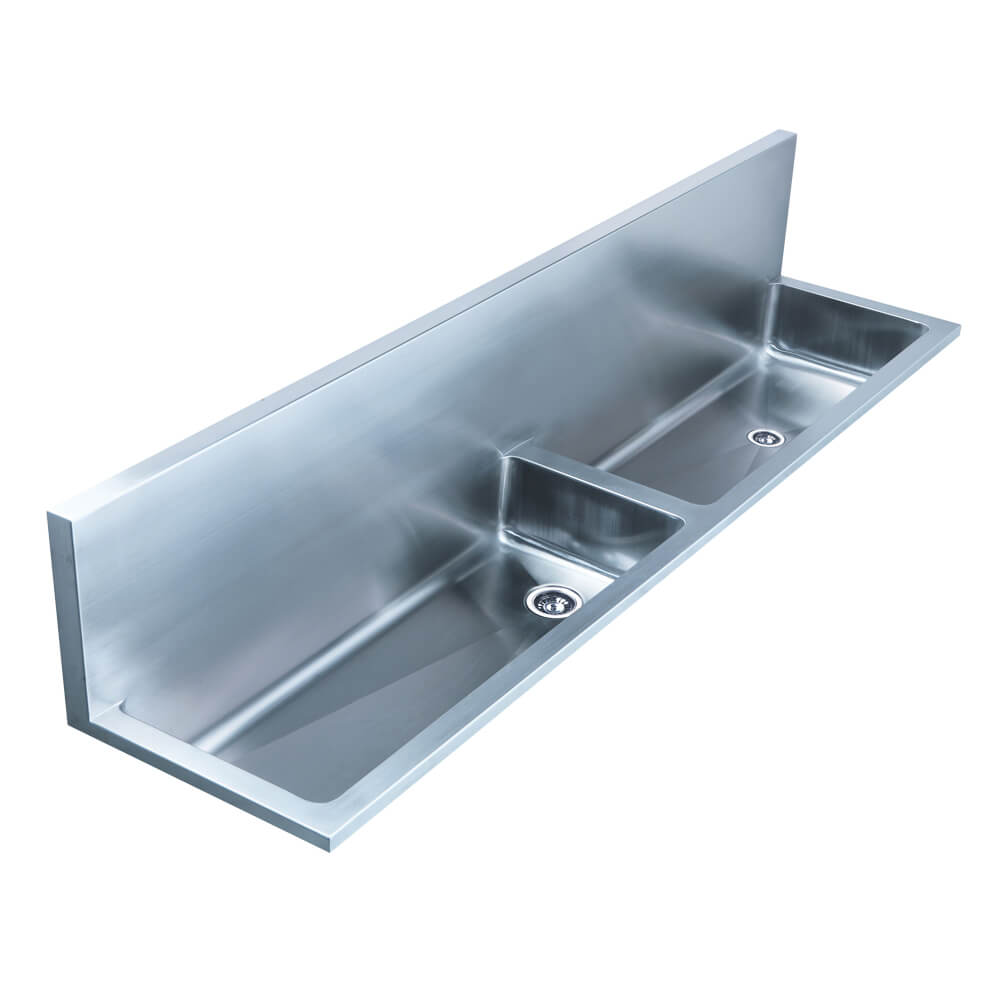 Whitehaus WHNCD72 Double Bowl Wall Mount Commercial Sink view 1