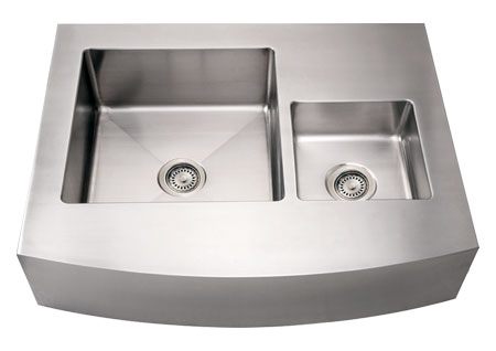 Whitehaus WHNCMDAP3629 Stainless Steel 36" Double Bowl Arch Kitchen Sink view 2