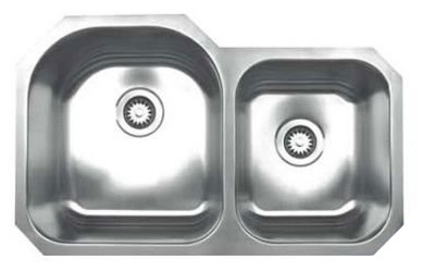 Whitehaus WHNDBU3220 Stainless Steel 32" Double Bowl Undermount Sink view 2