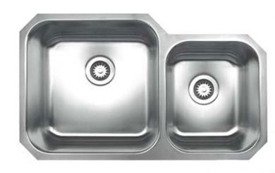 Whitehaus WHNDBU3320 Stainless Steel 33" Two Bowl Undermount Kitchen Sink view 2