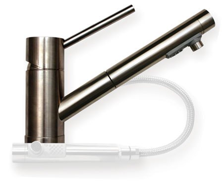 Whitehaus WHNFX2025STS Single Hole Lever Steel Kitchen Faucet Pull Spray view 2