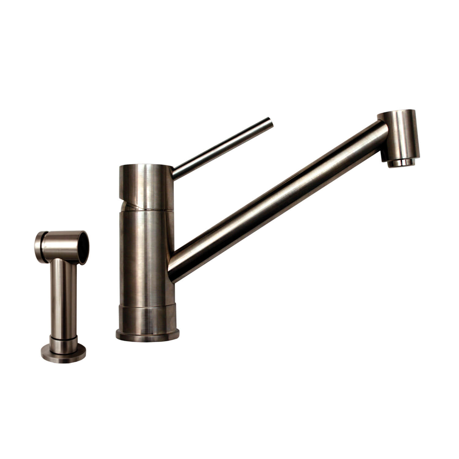 Whitehaus WHNFX2125STS Stainless Steel FX Navigator Extended Lever Handle Faucet with Side Spray view 1