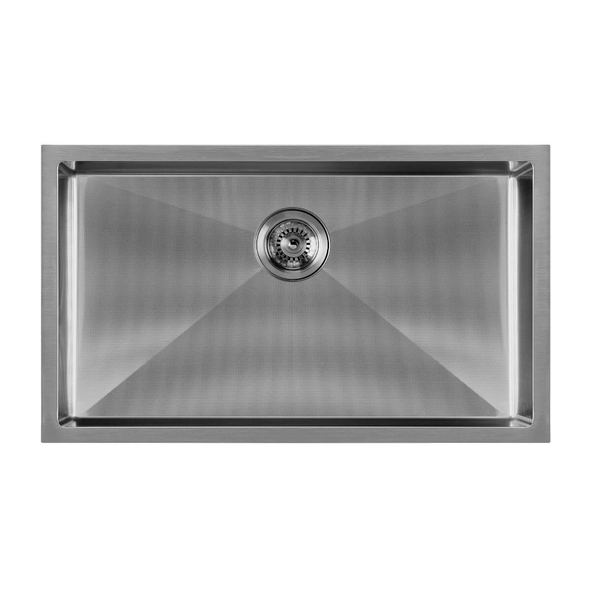 Whitehaus WHNPL3318 Noah Plus 16 gauge Single Bowl Linen Textured Dual-Mount Sink Set view 1