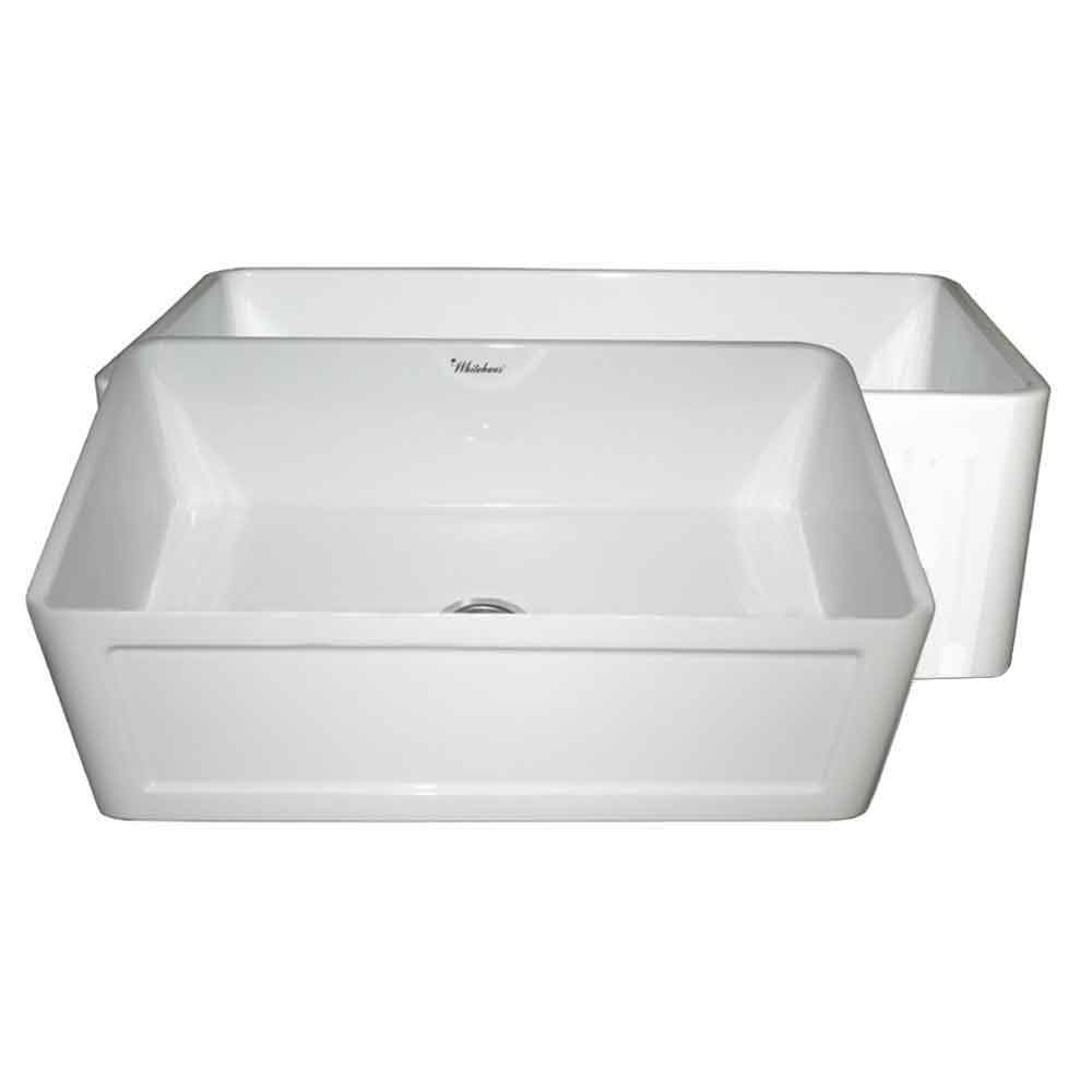 Whitehaus WHPLCON2719 Farmhaus Fireclay Reversible 27" Sink with Front Apron view 1