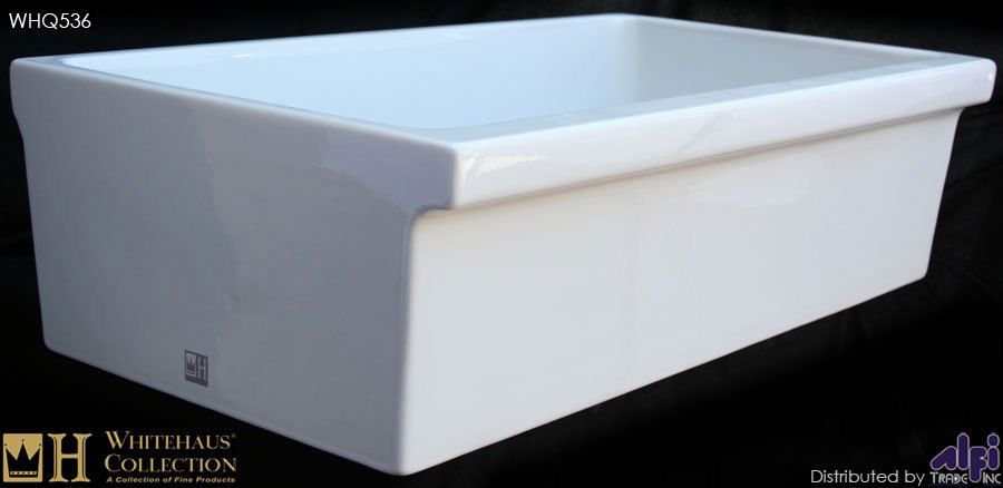 Whitehaus WHQ536 Single Bowl Fireclay 36'' Farmhouse Apron Kitchen Sink view 2