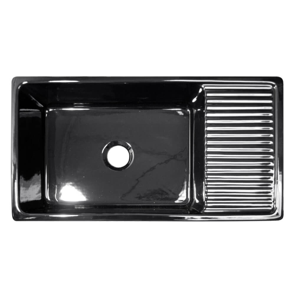 Whitehaus WHQD540 Fireclay 36" Single Bowl Farmhouse Apron Kitchen Sink view 1