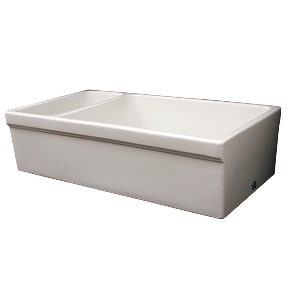 Whitehaus WHQDB542 Double Bowl Fireclay 36'' Farmhouse Apron Kitchen Sink view 1