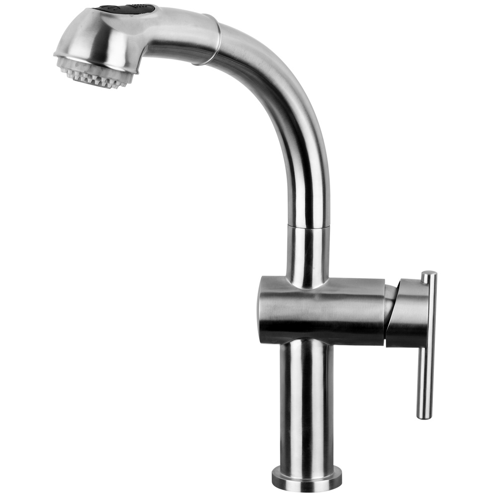 Whitehaus WHS1991-SK-BSS Waterhaus Single-Hole Kitchen Faucet With Pull Out Spray Head view 1